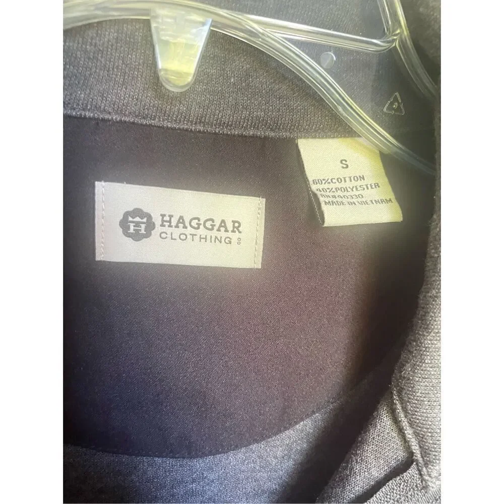 NWT Hagger Long  Sleeve 1/4 zip Pull over Shirt Brown/ Black Size S